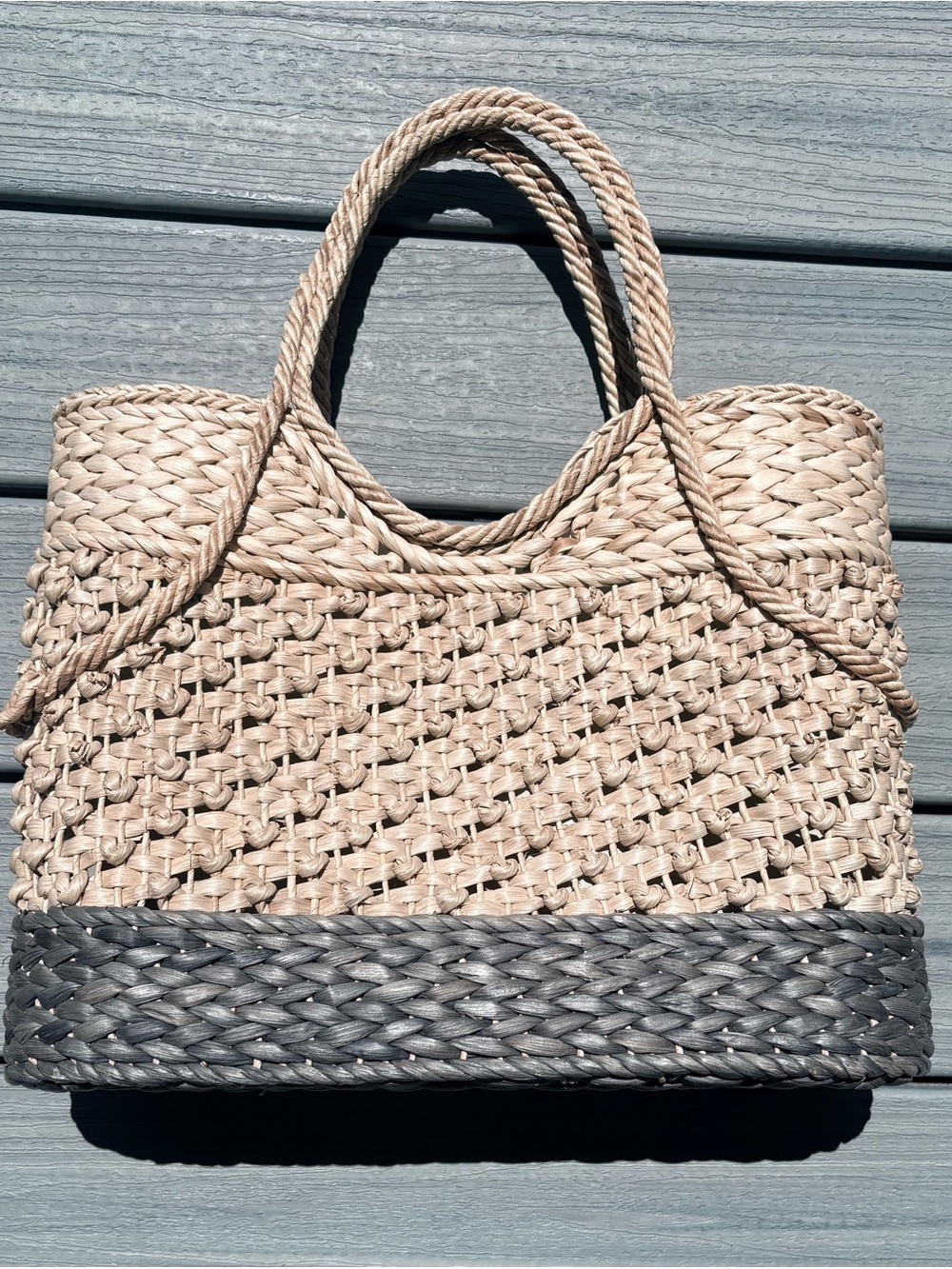 Tote Old Navy Two-Tone Woven Tote in Natural and Gray